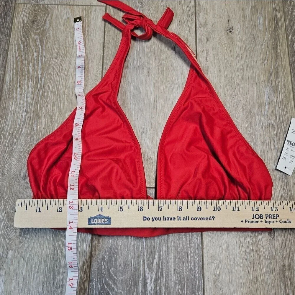 J. Crew Red Halter Tie Back Bikini Top Women's Medium Swim Separates Beach Basic